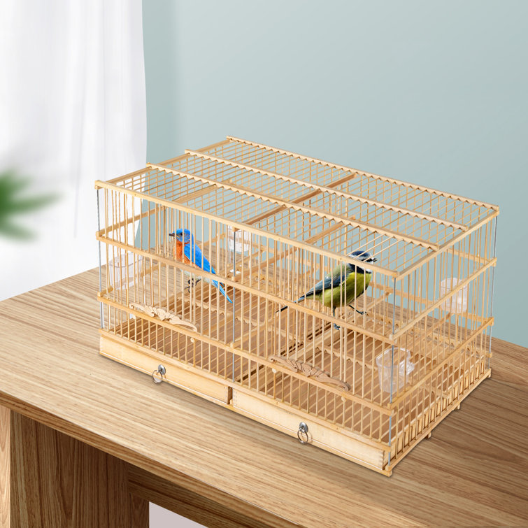 DALELEE 11.4 Wood Flat Top Table Top Bird Cage with Perch Wayfair